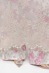 3 Piece Unstitched Embroidered Chiffon Suit | MPC-25-101  Color: Off White