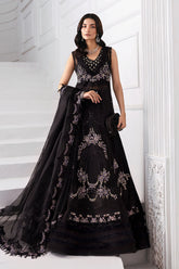 3 Piece Unstitched Embroidered Organza Suit | BD-3004 Color black