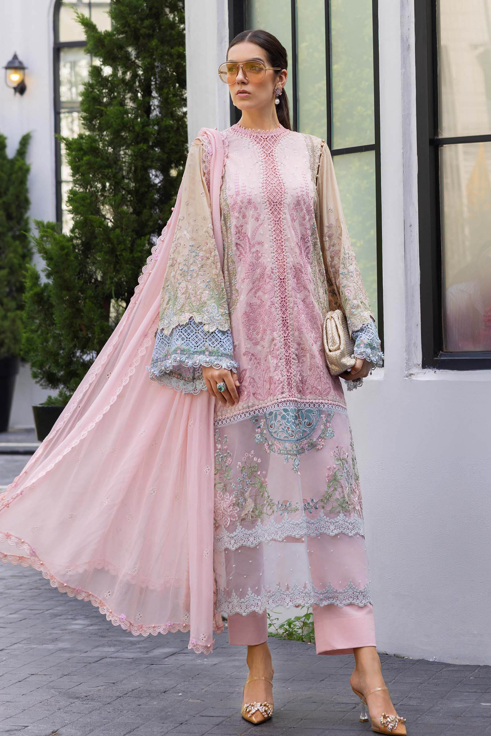 Luxury Lawn Eid II By Maria B Unstitched Lawn Embroidered 3 Piece Suit - MBEDIILXL-9- Summer Collection
