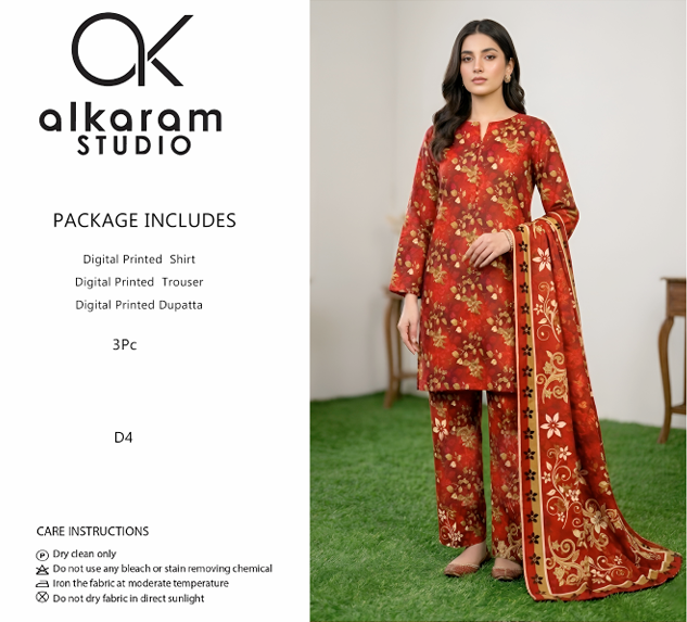 Alkaram Studio Digital Printed Lawn Suit – 3PC (D4)