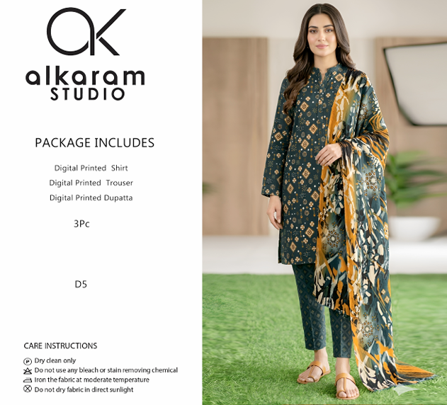 Alkaram Studio Digital Printed Lawn Suit – 3PC (D5)