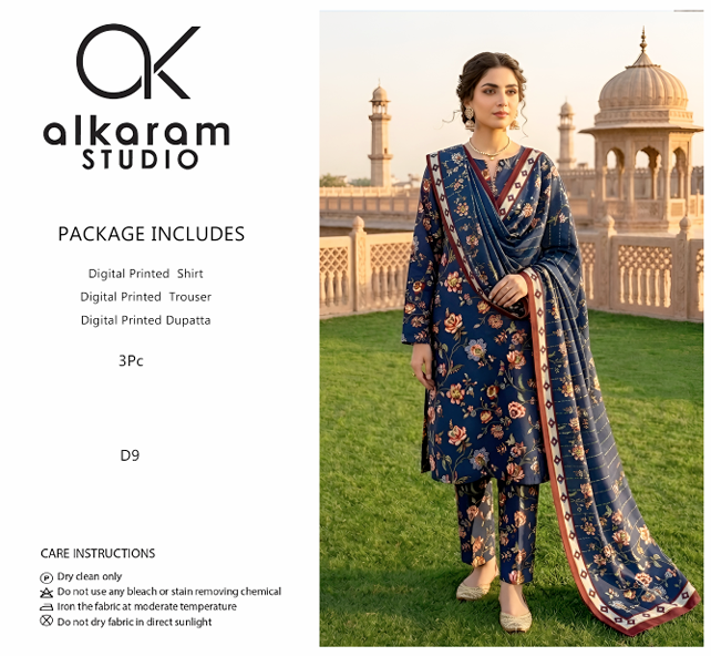 Alkaram Studio Digital Printed Lawn Suit – 3PC (D9)