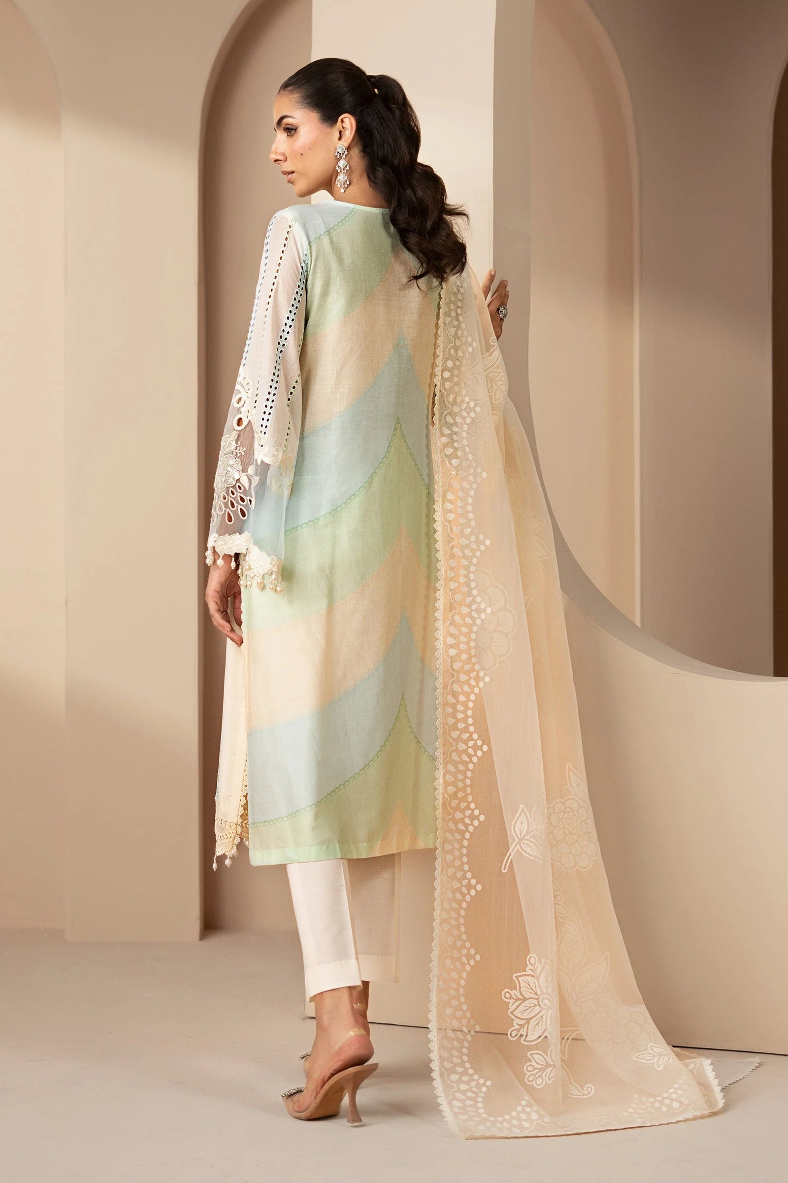 Maria B Luxury Embroidered Lawn Unstitched 3 Piece Suit - 12A - MAB26LLW - White - Summer Collection