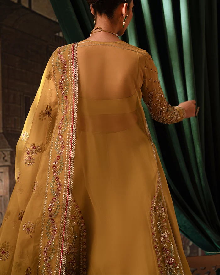 Zevk Mughal Raniya Unstitched Embroidered Organza Dress - Bano Rani