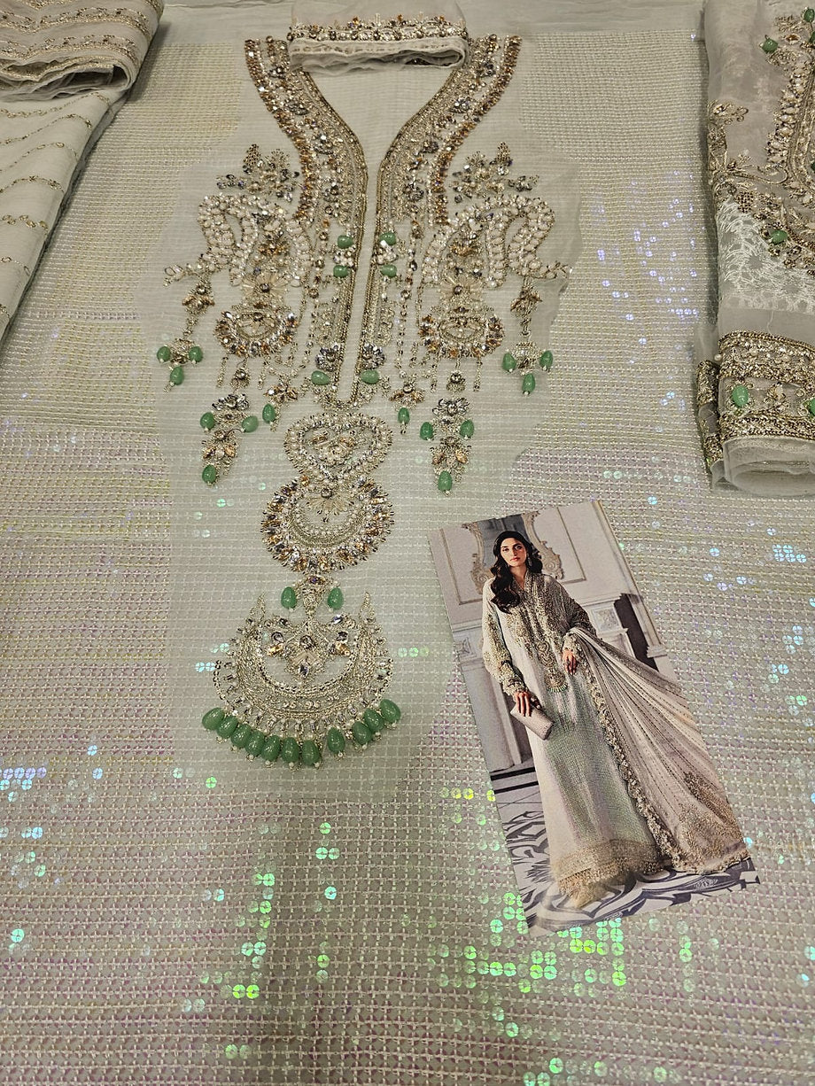 Maria.B Luxury Chiffon Eid ul Azha 2025 Hit Code D5 Aqua Chiffon Sequence