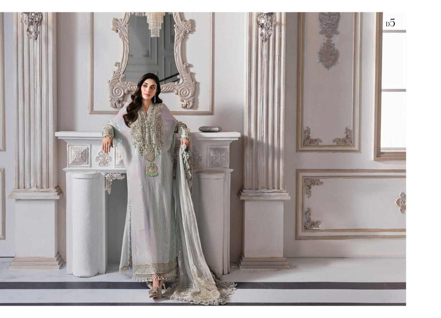 Maria.B Luxury Chiffon Eid ul Azha 2025 Hit Code D5 Aqua Chiffon Sequence