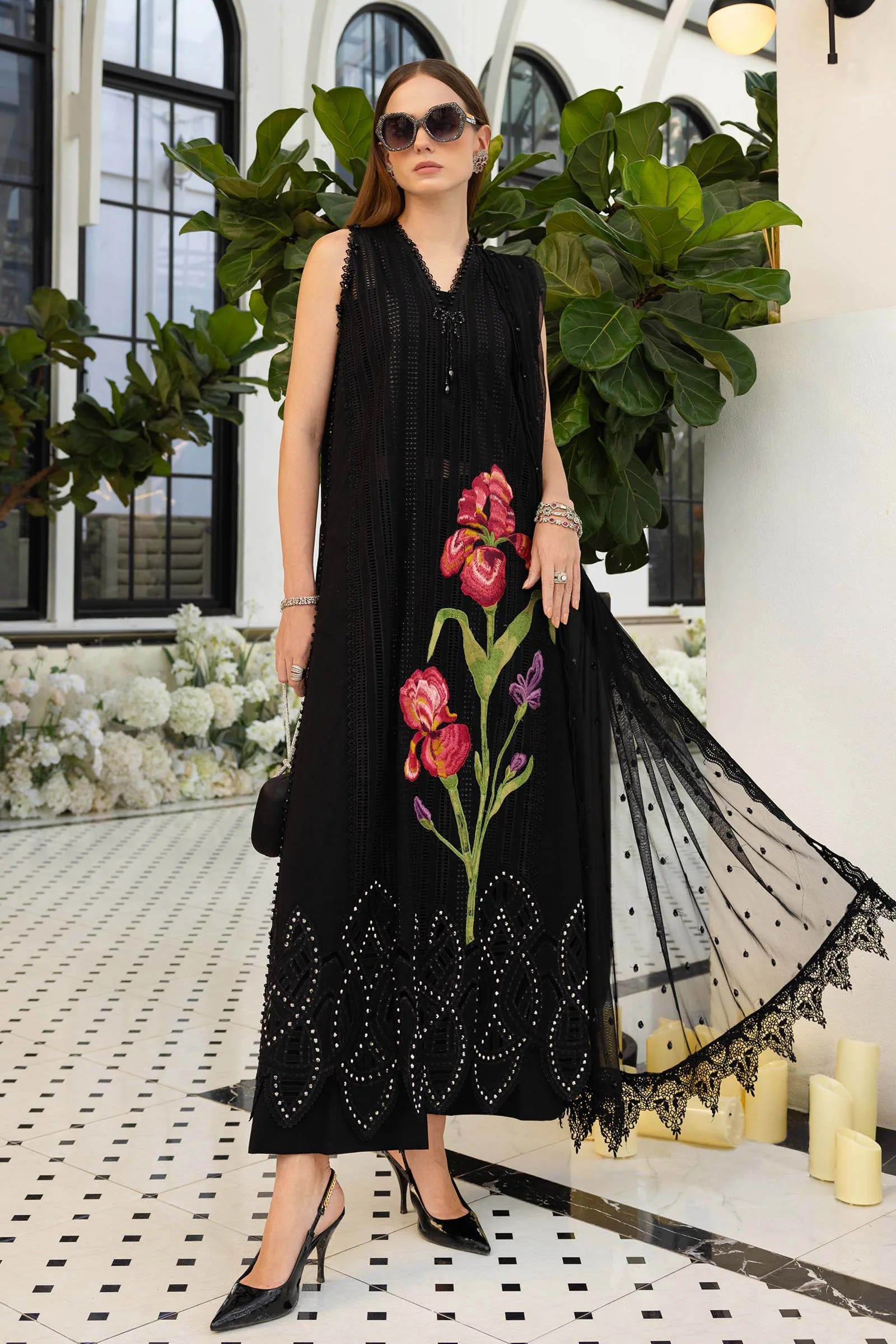 3 Piece Unstitched Embroidered Lawn Suit In Stock BARCODE:EL-26-10
