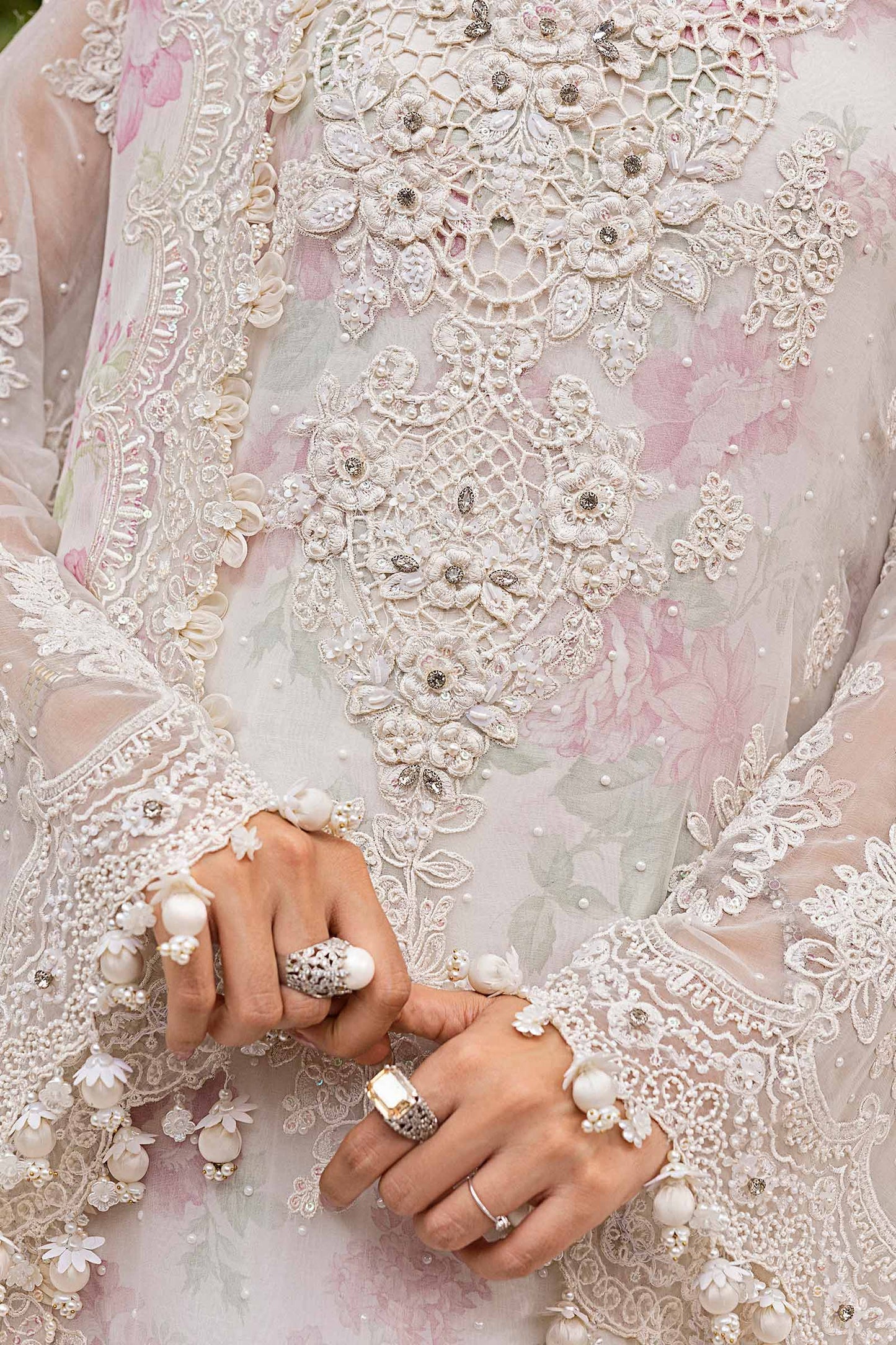 3 Piece Unstitched Embroidered Chiffon Suit | MPC-25-101  Color: Off White