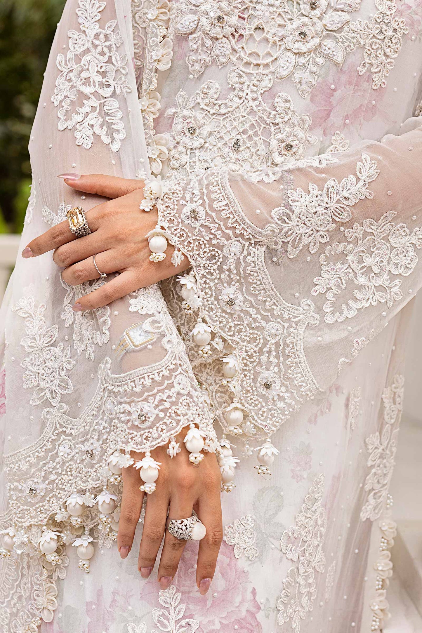 3 Piece Unstitched Embroidered Chiffon Suit | MPC-25-101  Color: Off White