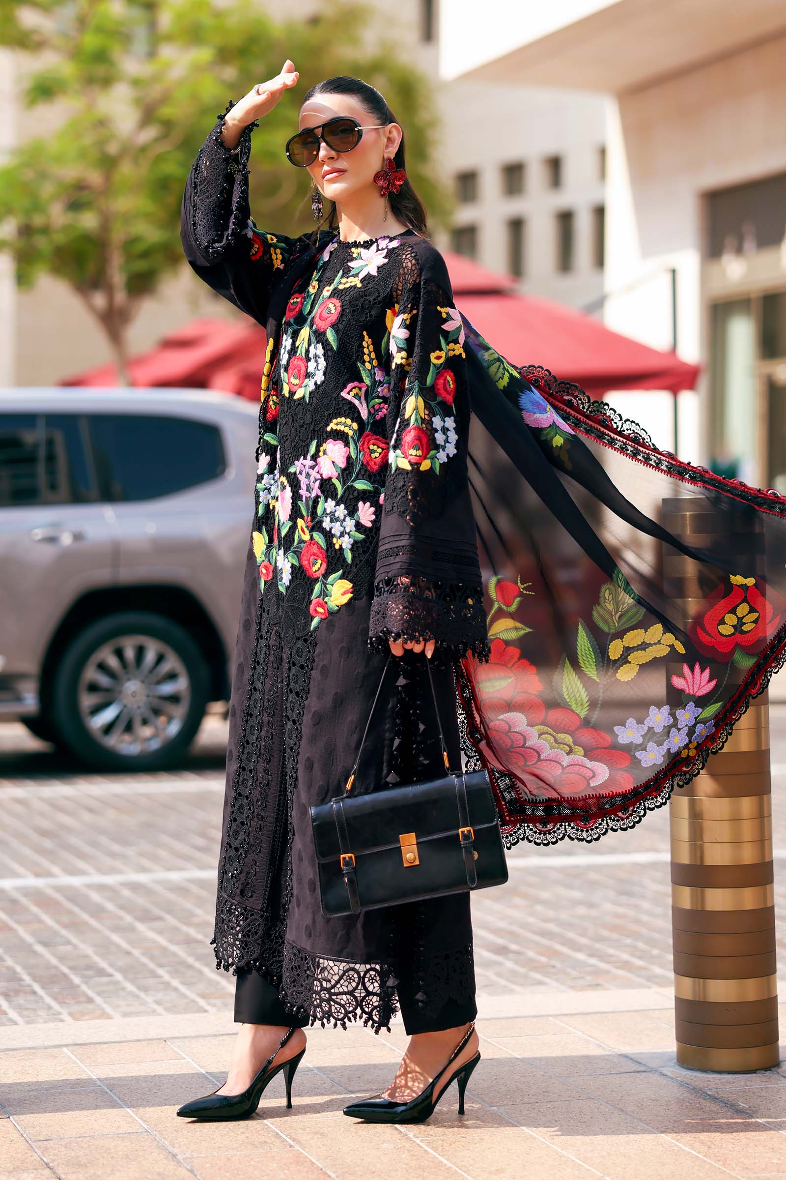 Luxury Lawn By Maria B Unstitched Lawn Embroidered 3 Piece Suit - MBLXL-10B- Summer Collection