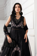 3 Piece Unstitched Embroidered Organza Suit | BD-3004 Color black