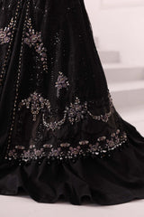 3 Piece Unstitched Embroidered Organza Suit | BD-3004 Color black