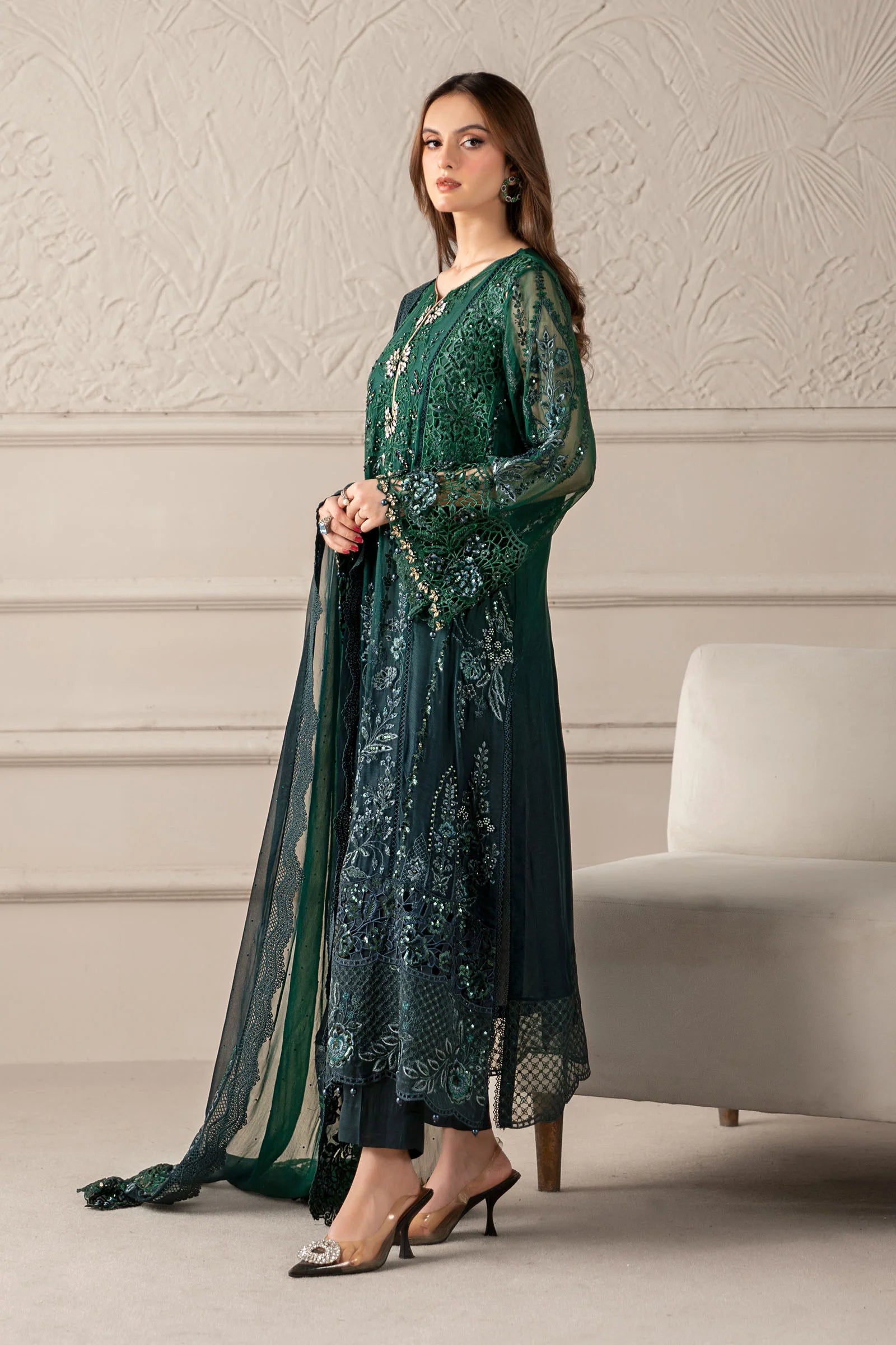 Maria B Chiffon Collection 25 | D6  Color: Green To Teal