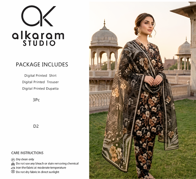 Alkaram Studio Digital Printed Lawn Suit – 3PC (D2)