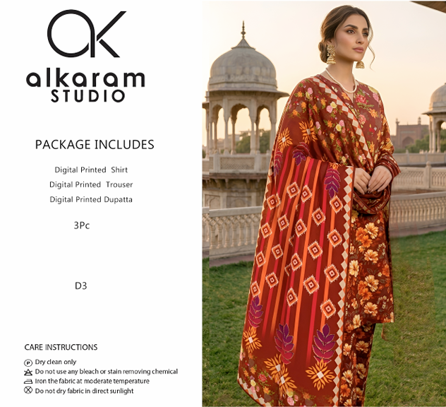 Alkaram Studio Digital Printed Lawn Suit – 3PC (D3)
