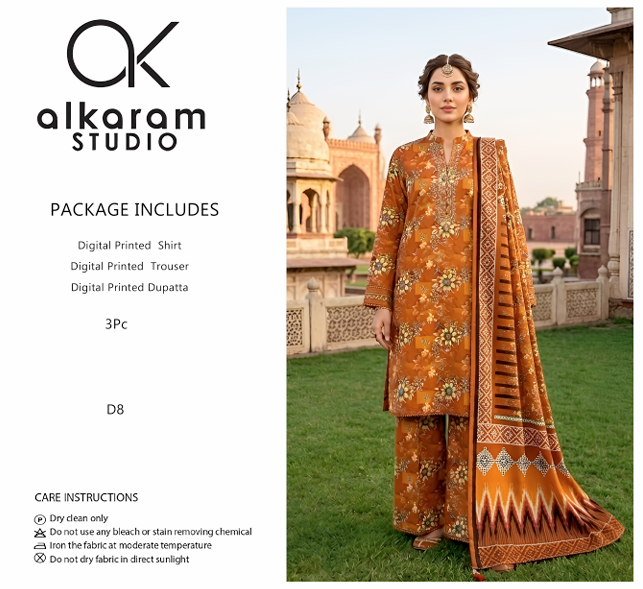 Alkaram Studio Digital Printed Lawn Suit – 3PC (D8)